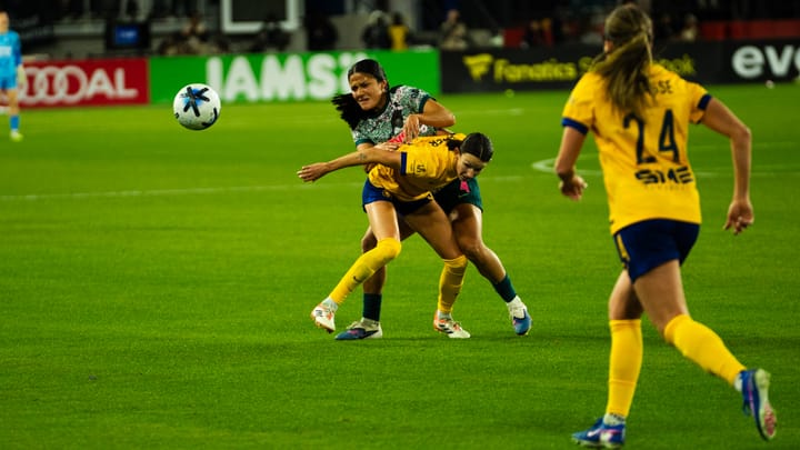Rebeca Bernal and Cece Delzer battle for the ball during the Washington Spirit's match against the Utah Royals.