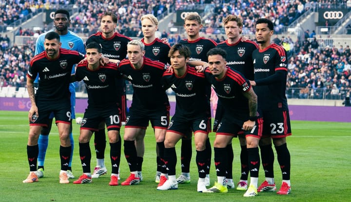 D.C. United poses for a team photo before kickoff against Inter Miami at M&T Bank Stadium in Baltimore, MD.